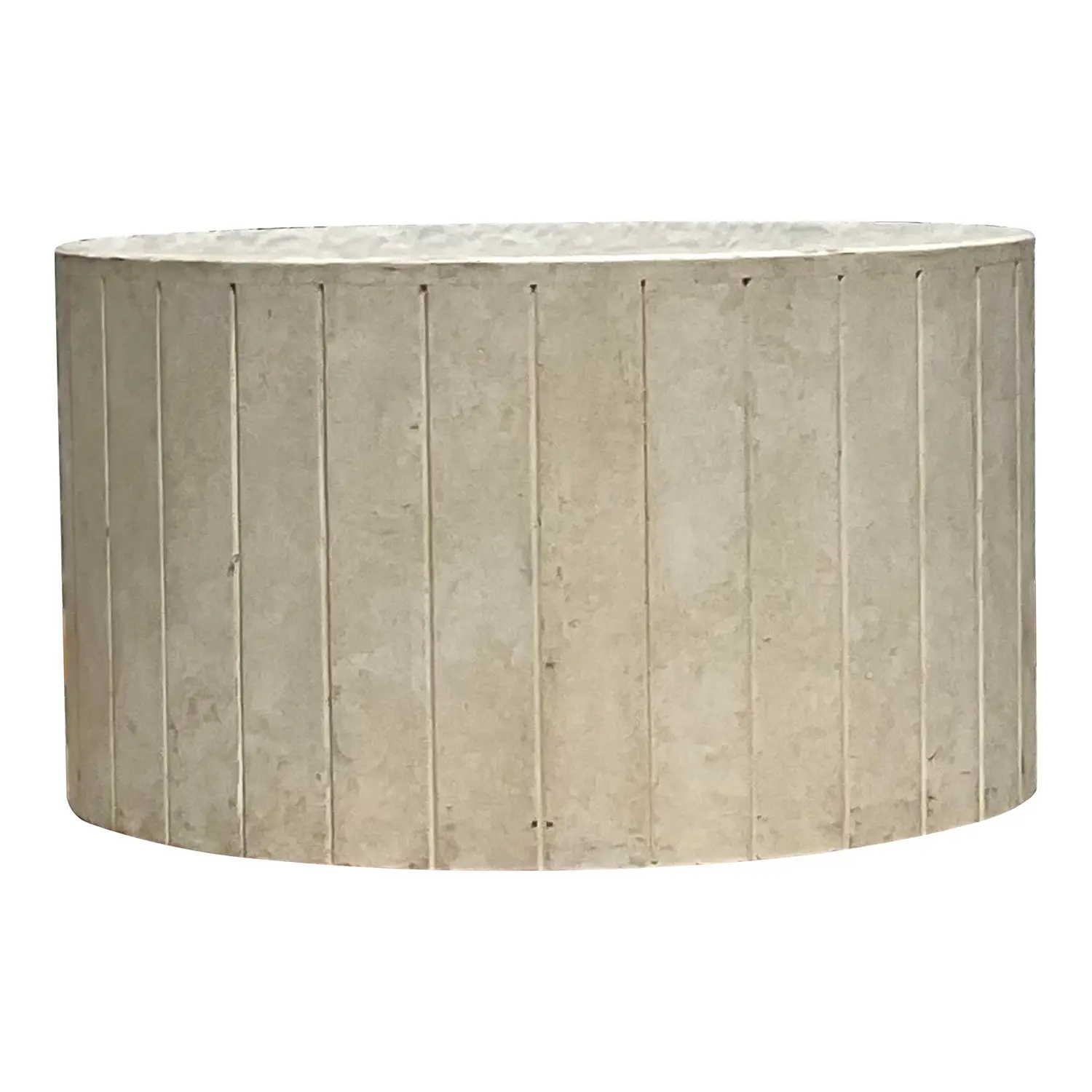 Vintage Boho Travertine Drum Coffee Table