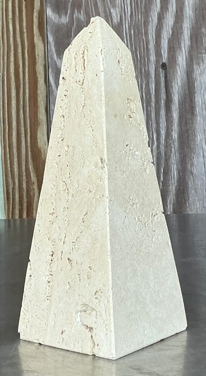 Vintage Boho Travertine Obelisk for Raymor - Top view