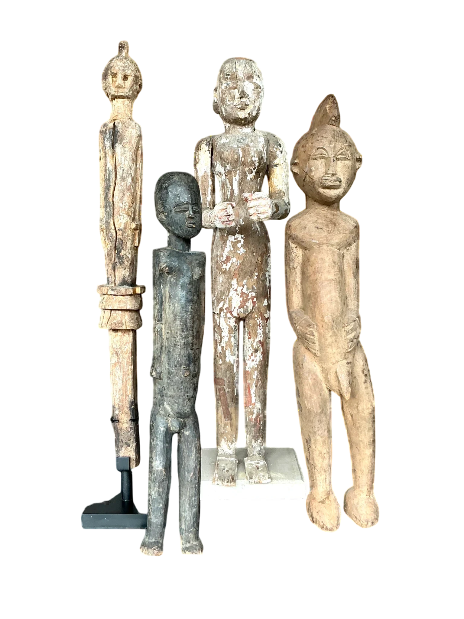 Vintage Boho Tribal African Carved Figures - Set Of 4 - Detail view