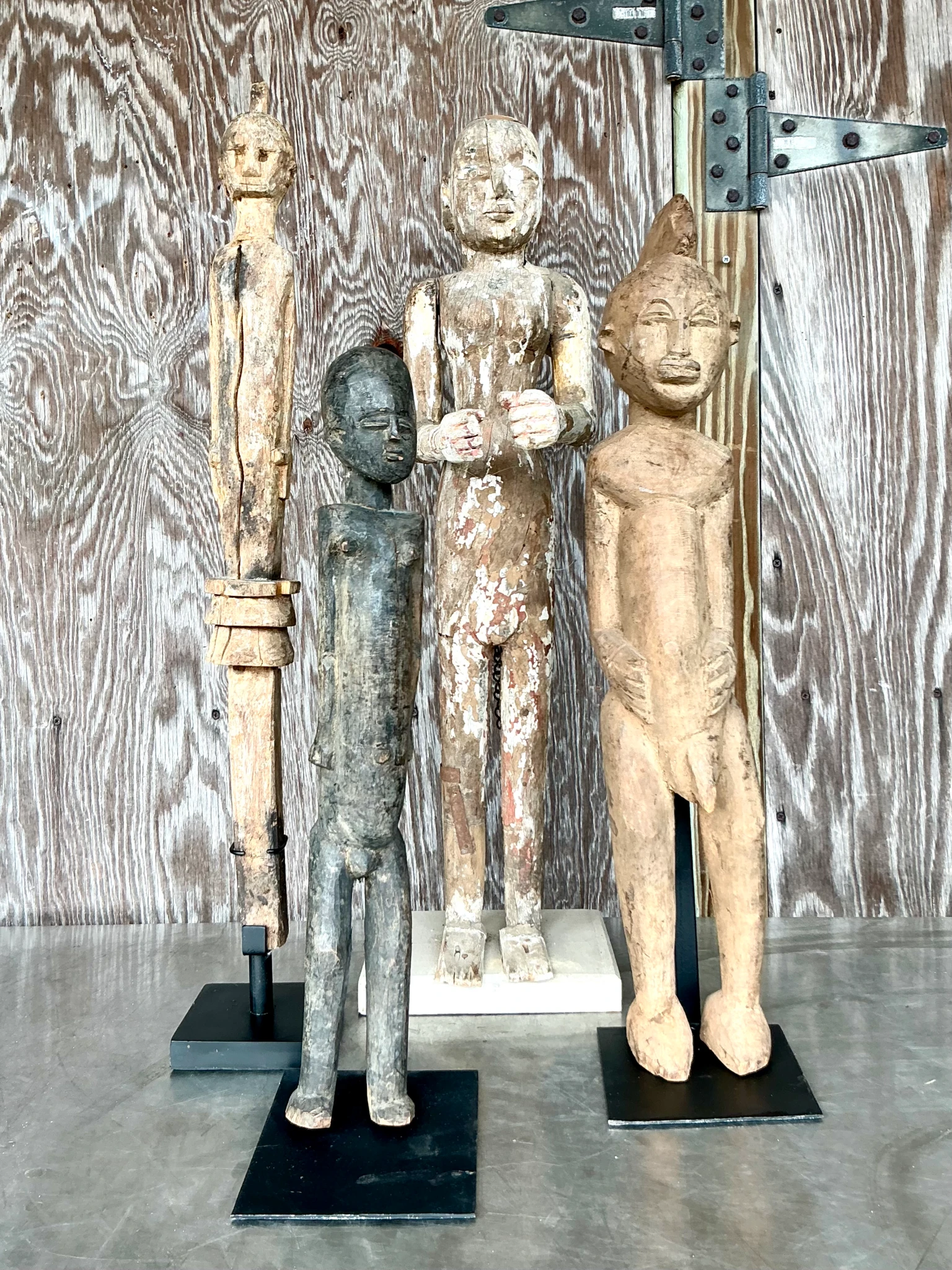 Vintage Boho Tribal African Carved Figures - Set Of 4 - Top view