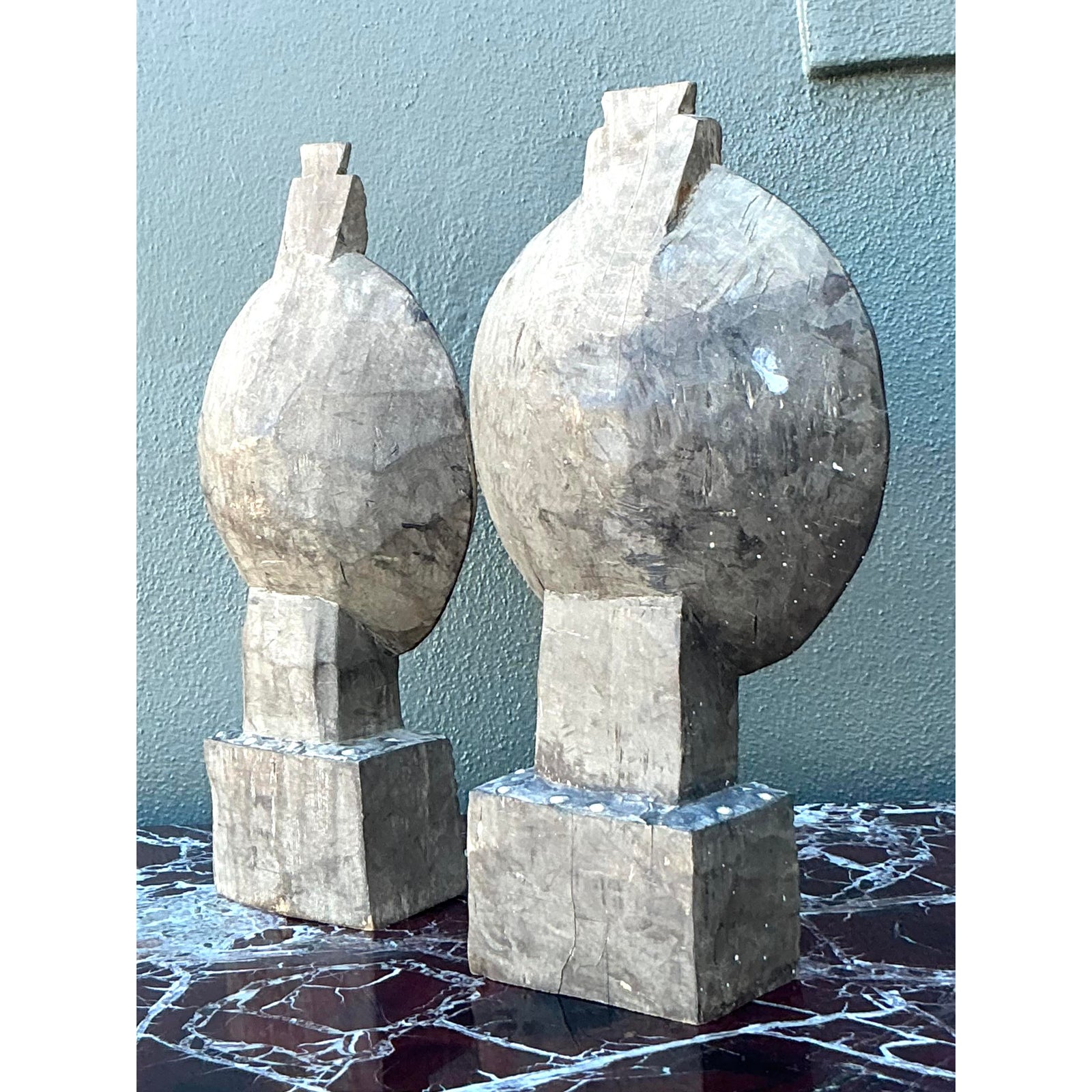 Vintage Boho Tribal Masks - Set of 2 - Top view
