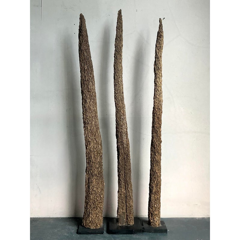 Vintage Boho Trio of Totem Posts - Side view