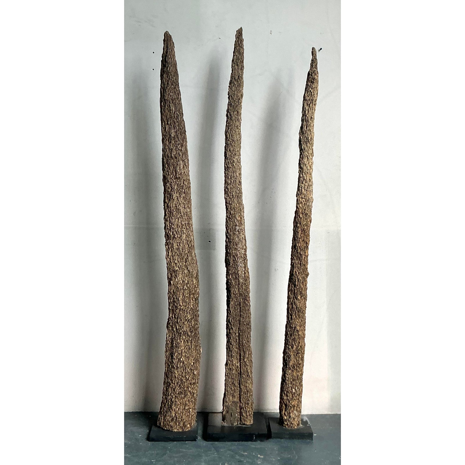 Vintage Boho Trio of Totem Posts - Back view