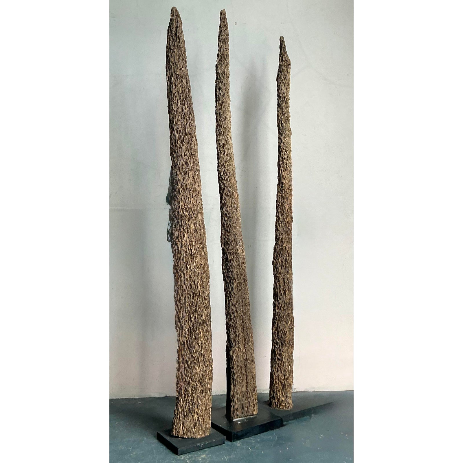 Vintage Boho Trio of Totem Posts - Top view
