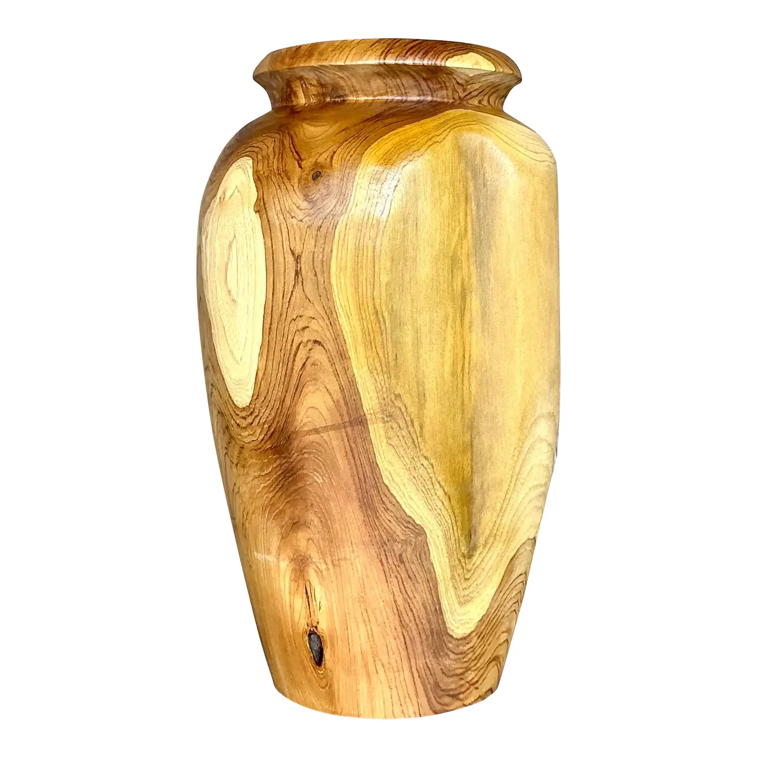 Vintage Boho Turned Wood Tall Vase