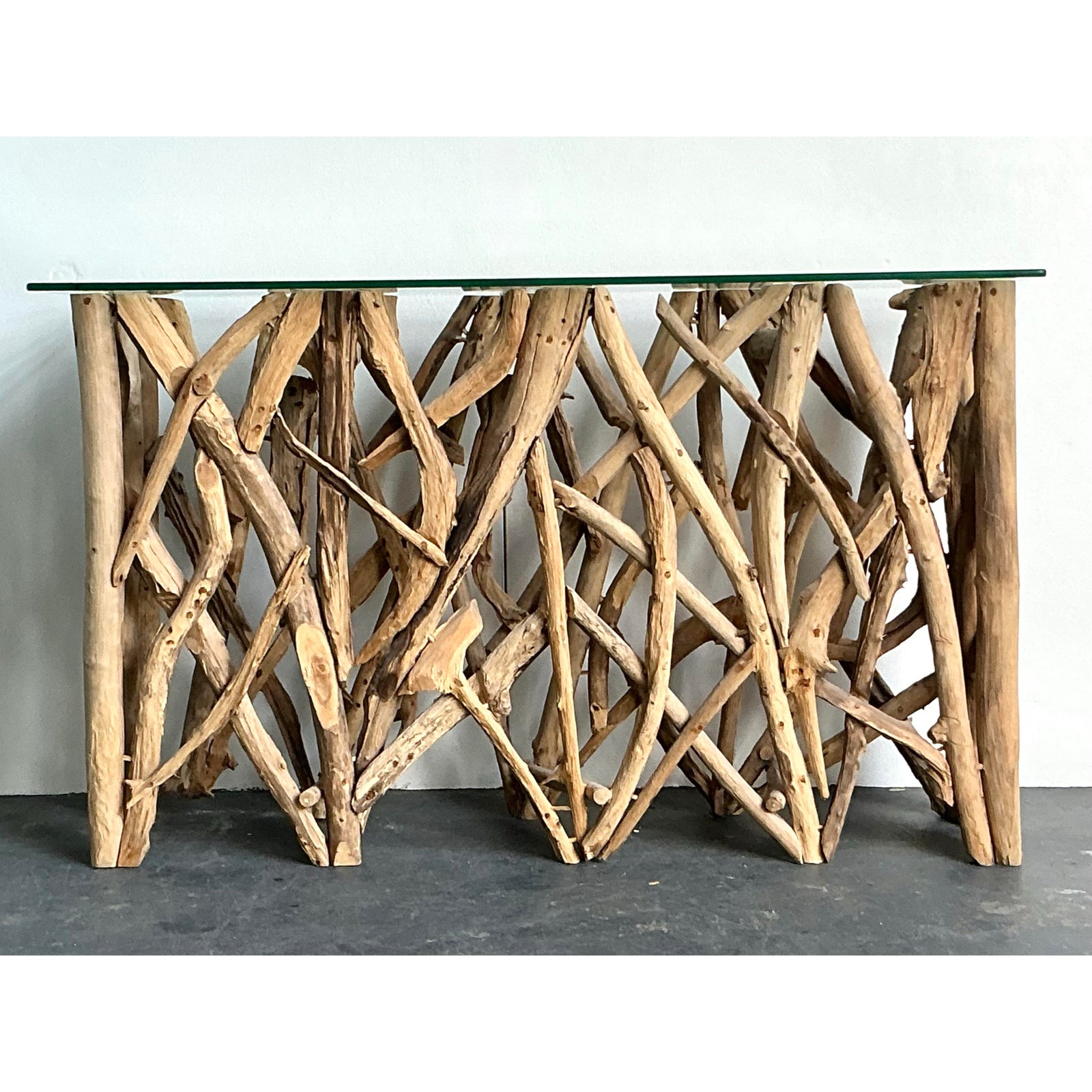 Vintage Boho Twisted Branch Console Table - Side view