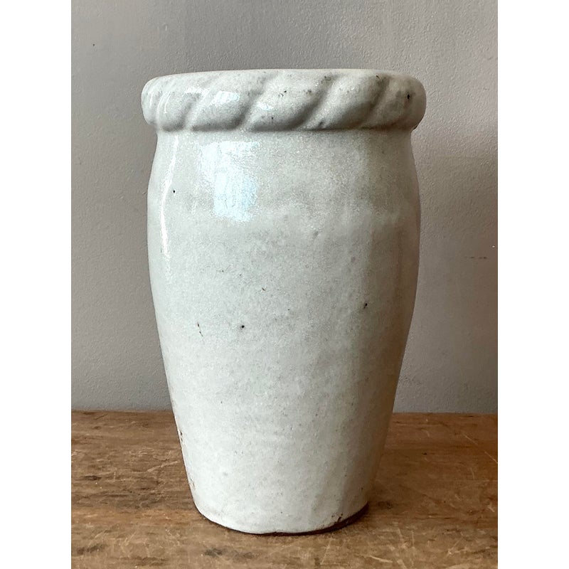 Vintage Boho Twisted Trim Studio Pottery Vase - Side view