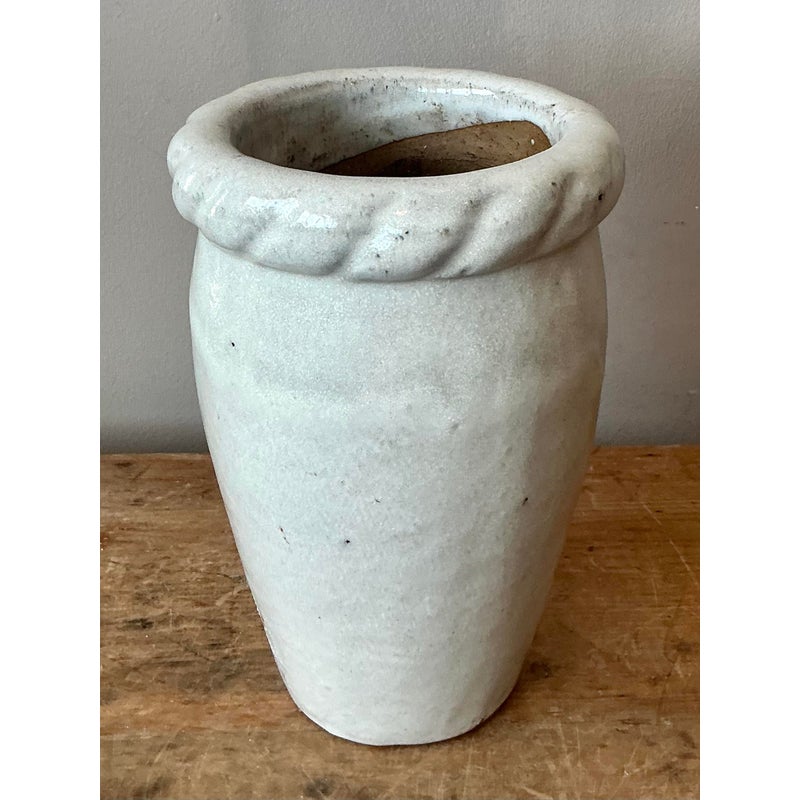 Vintage Boho Twisted Trim Studio Pottery Vase - Back view