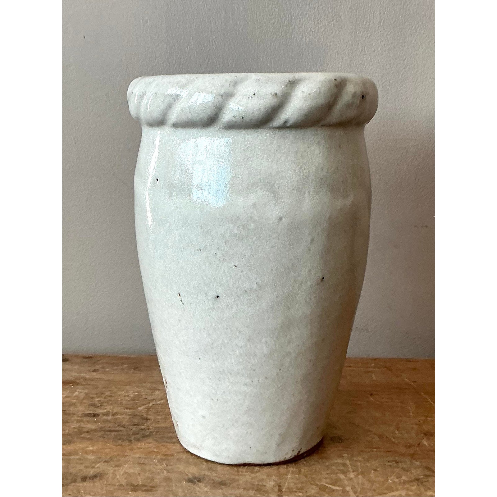 Vintage Boho Twisted Trim Studio Pottery Vase - Detail view