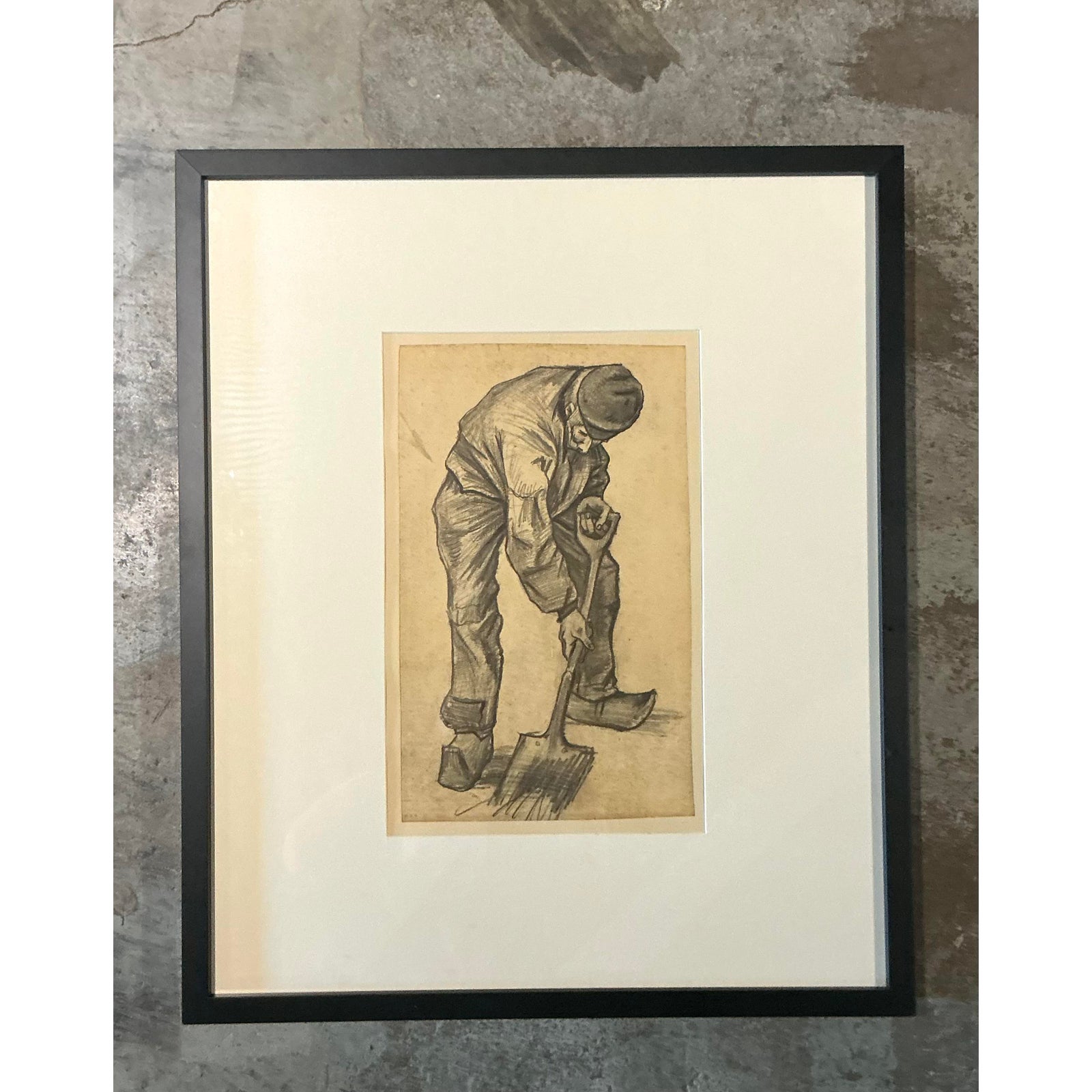 Vintage Boho Van Gogh “Man With a Spade” Print - Detail view