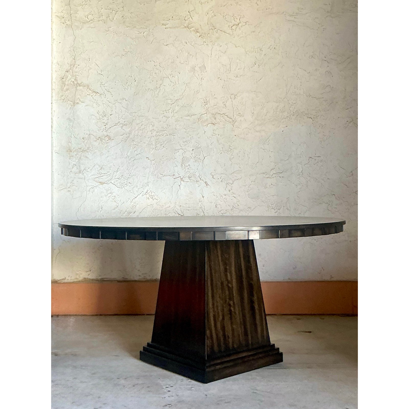 Vintage Boho Vangaurd Pedestal Dining Table - Top view