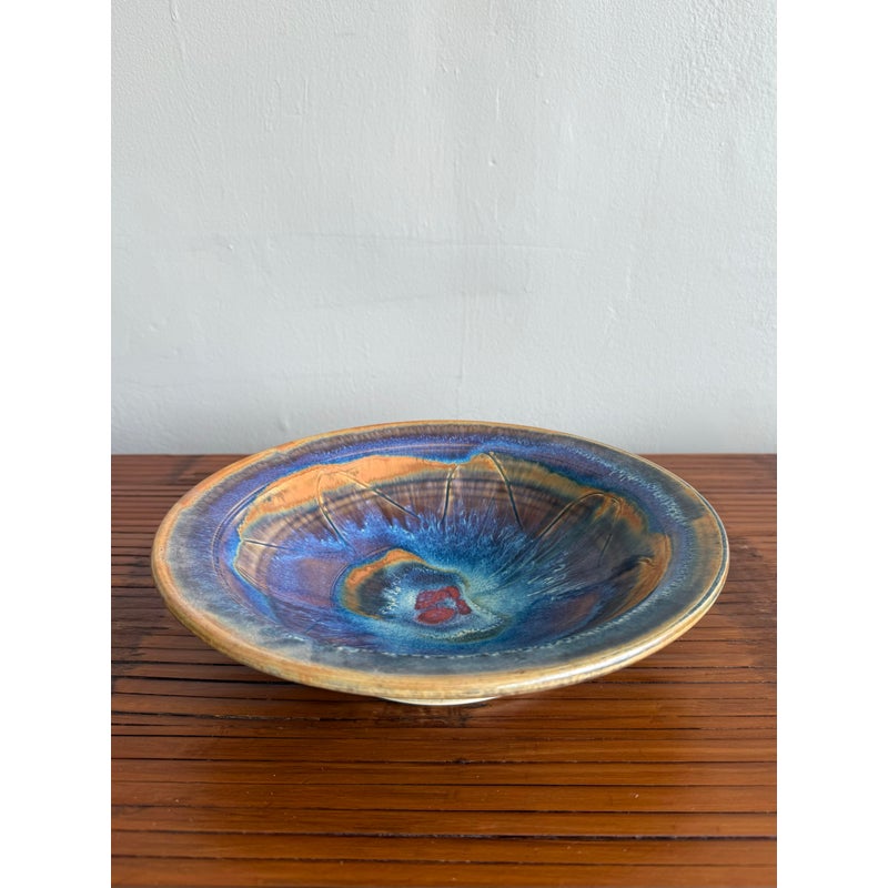 Vintage Boho Vibrant Ceramic Bowl - Top view