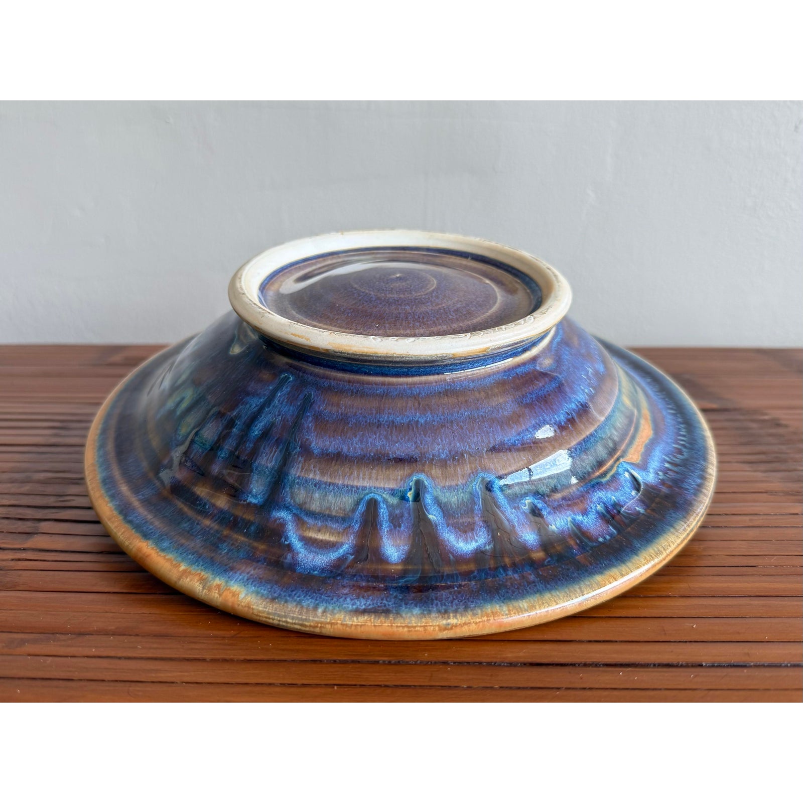 Vintage Boho Vibrant Ceramic Bowl - Back view