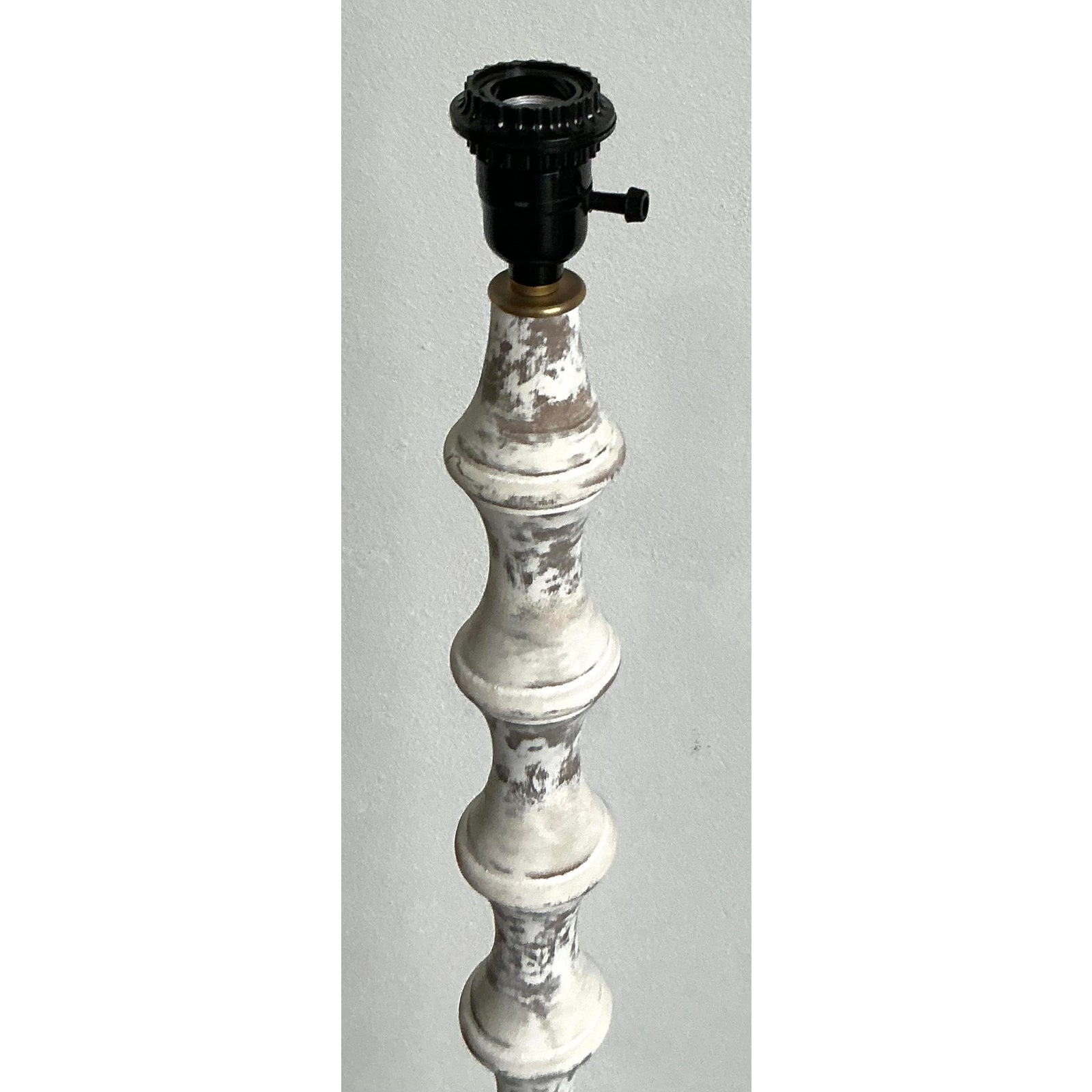 Vintage Boho Washed Bobbin Floor Lamp - Side view