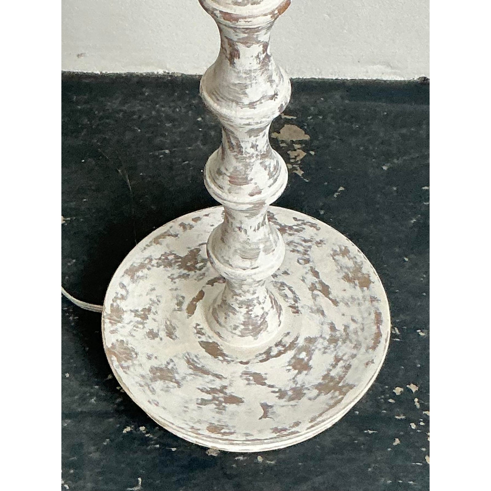 Vintage Boho Washed Bobbin Floor Lamp - Detail view