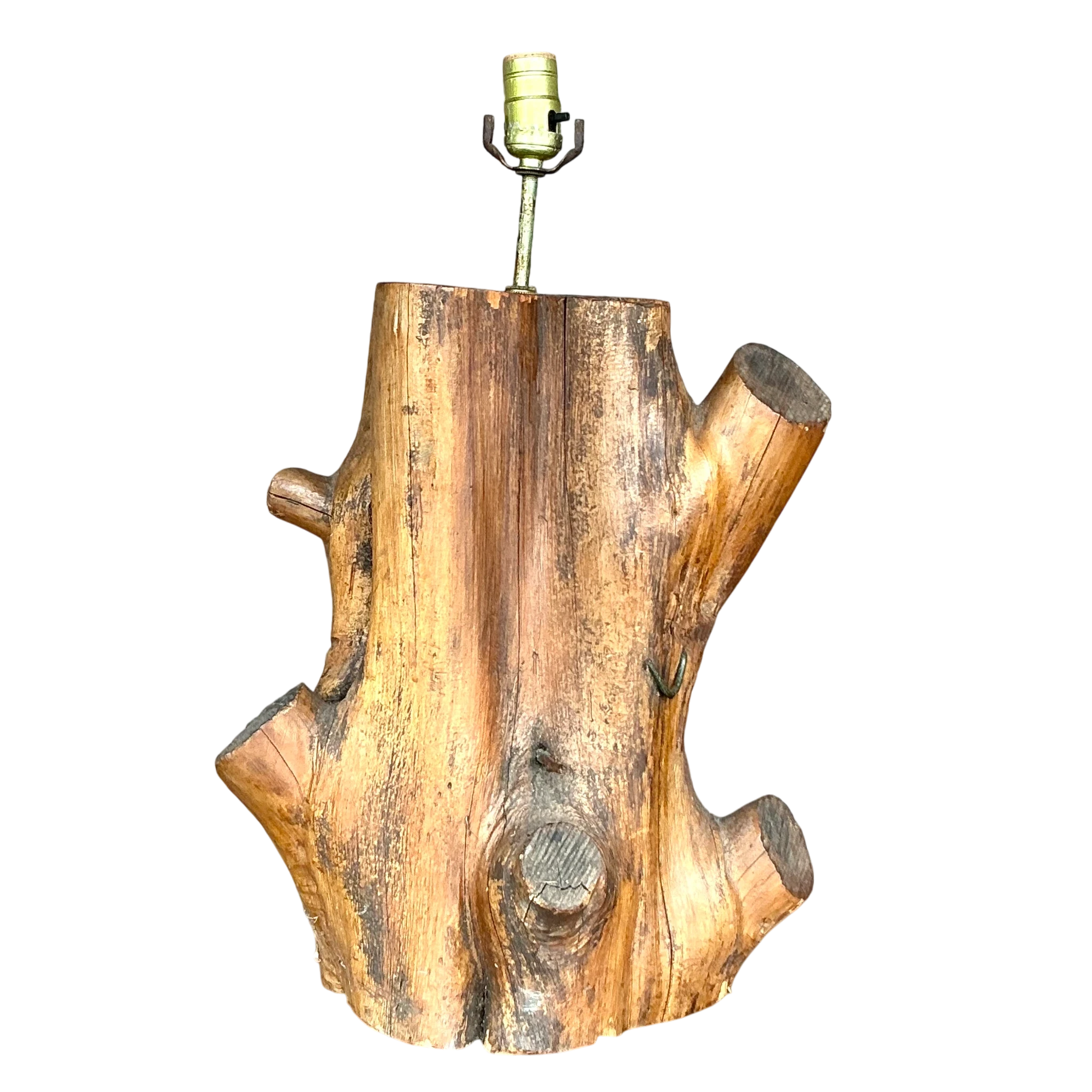 Vintage Boho Wood Block Lamp - Detail view