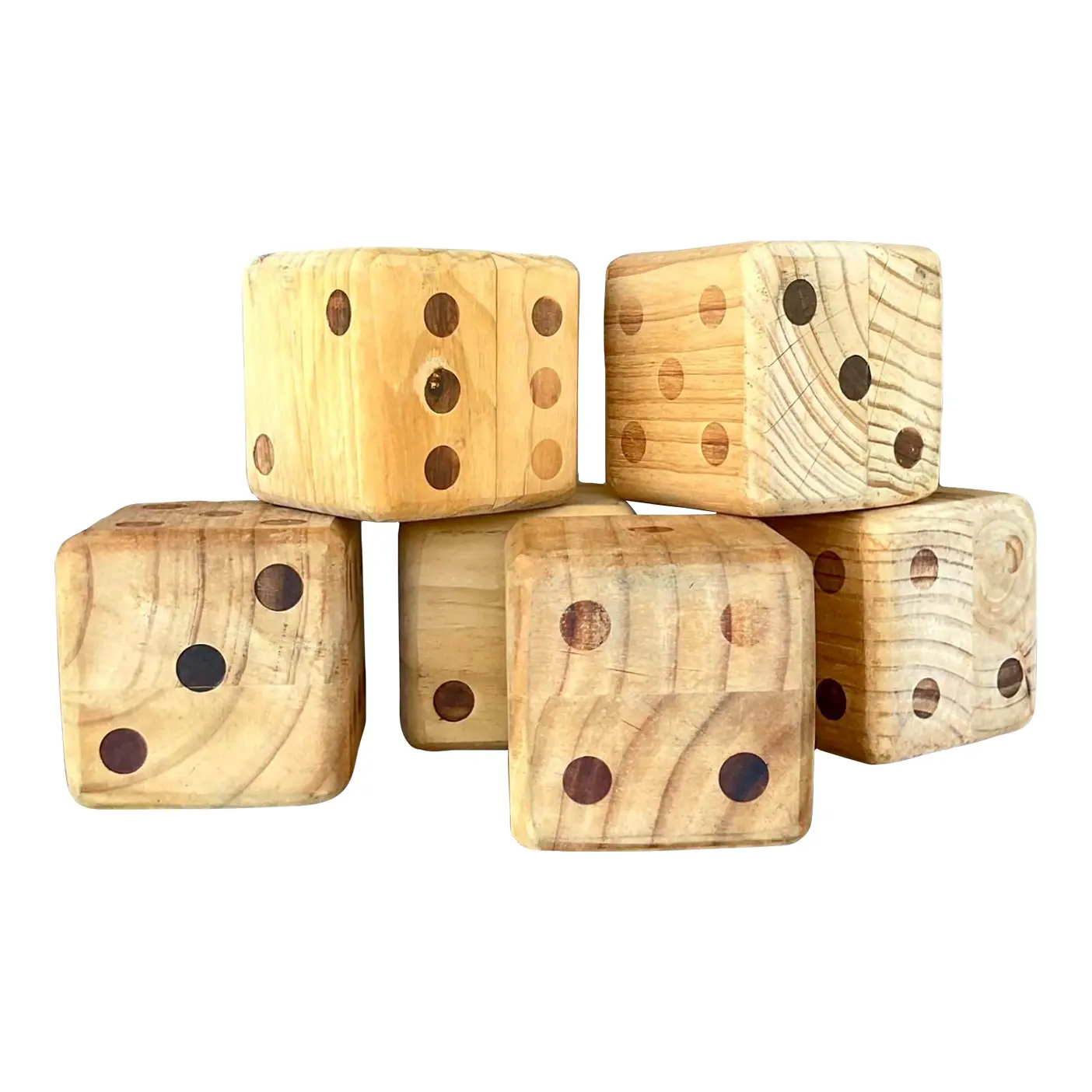 Vintage Boho Wood Block Set of 6 Dice