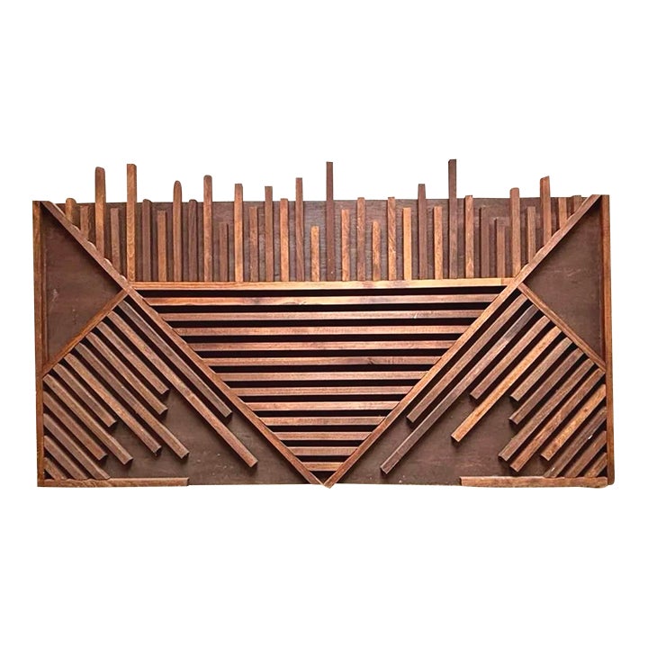 Vintage Boho Wooden Abstract Wall Sculpture