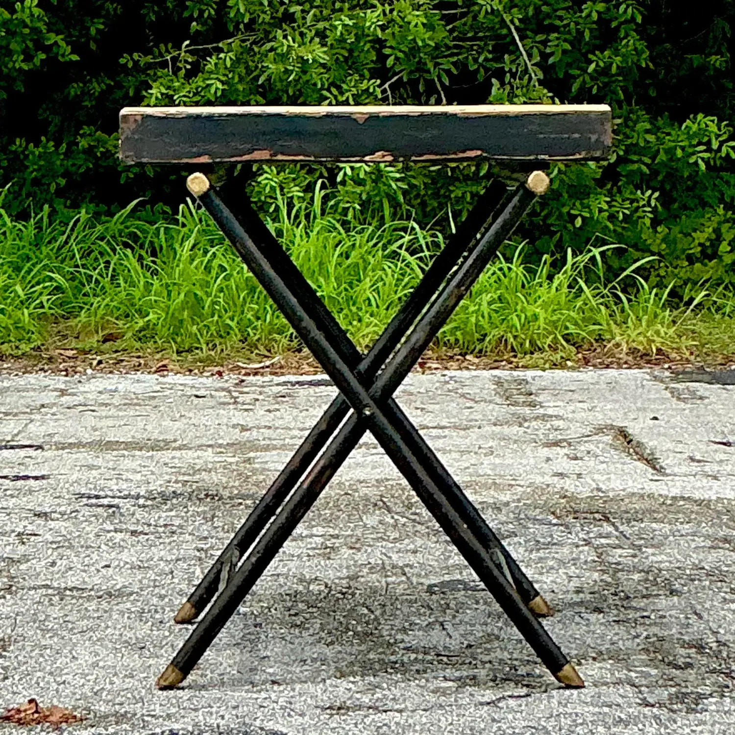 Vintage Boho Woodland Furniture Bar Tray Table - Side view