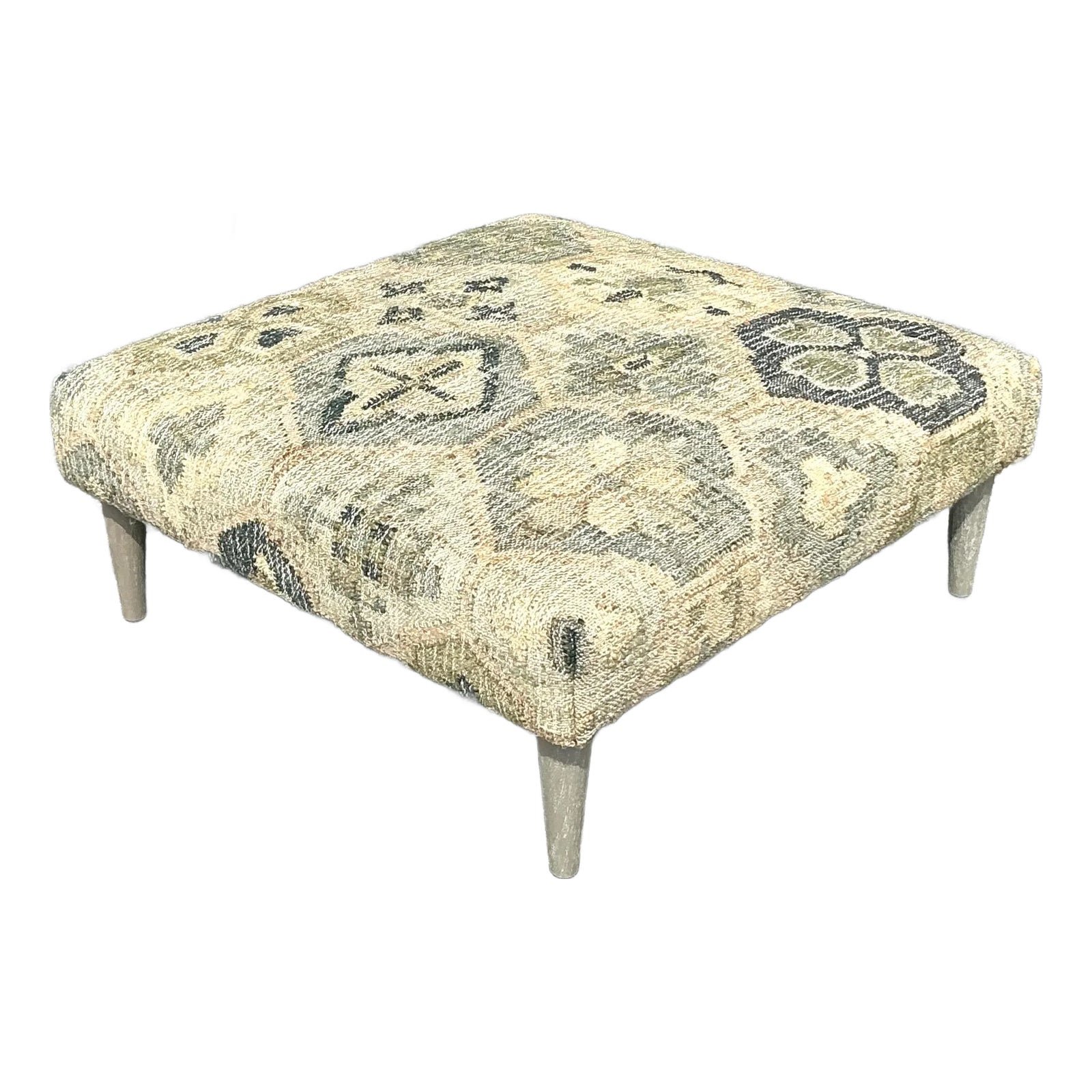 Vintage Boho Woven Kilim Style Ottoman