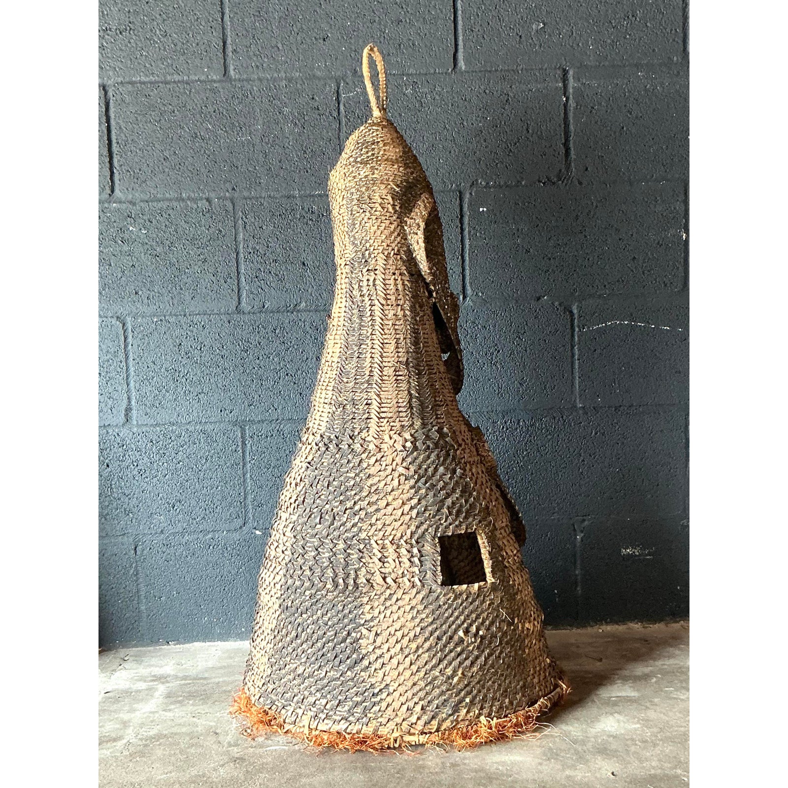 Vintage Boho Woven Rattan Ceremonial Headdress - Top view