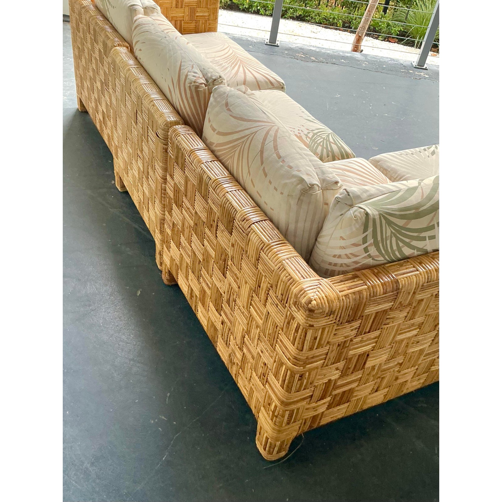 Vintage Boho Woven Rattan Sectional Sofa - Top view