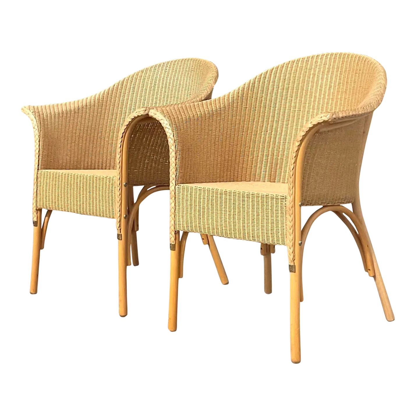 Vintage Boho Woven Rattan Tub Chairs After Lloyd and Loom - a Pair - Detail view