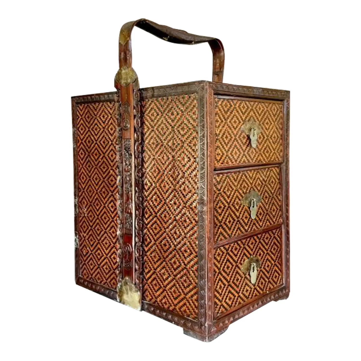 Vintage Boho Woven Rattan Wedding Chest