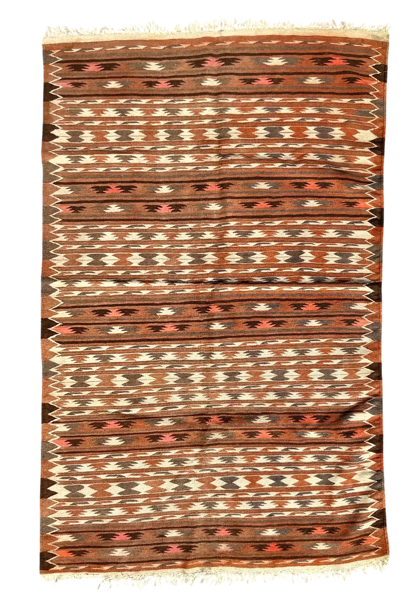 Vintage Boho Woven Wool Kilim - Top view