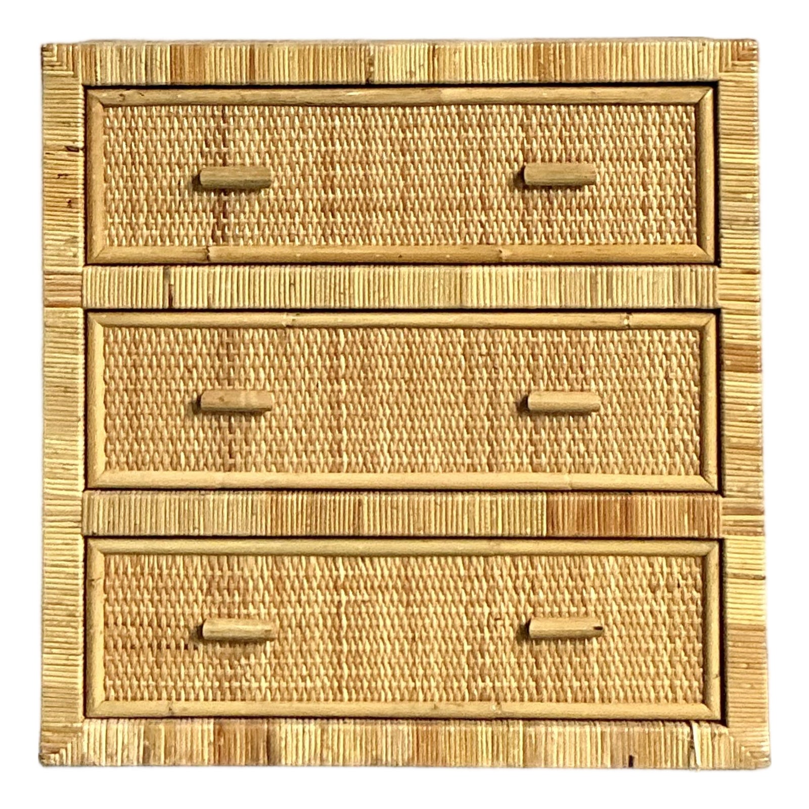 Vintage Boho Wrapped Rattan Chest of Drawers