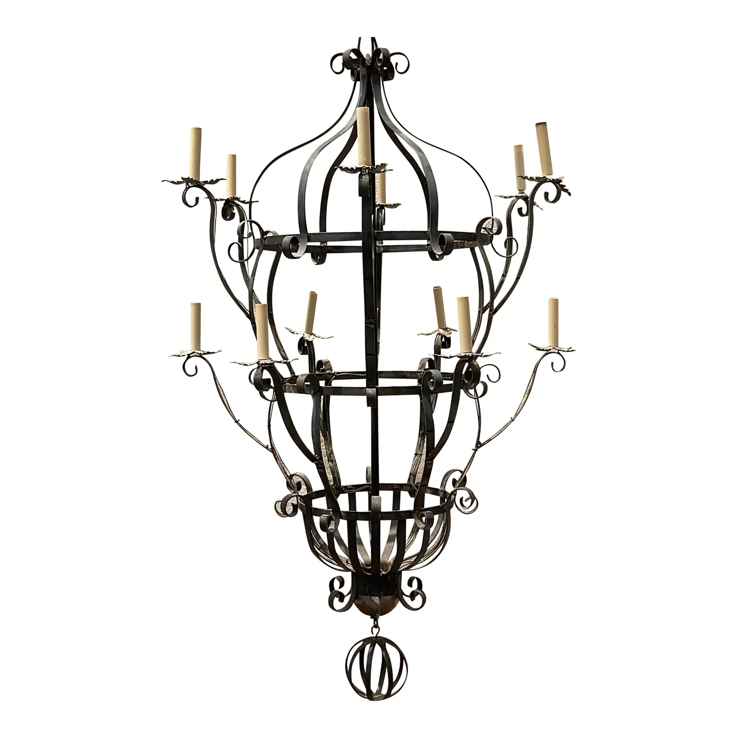 Vintage Boho Wrought Iron Chandelier