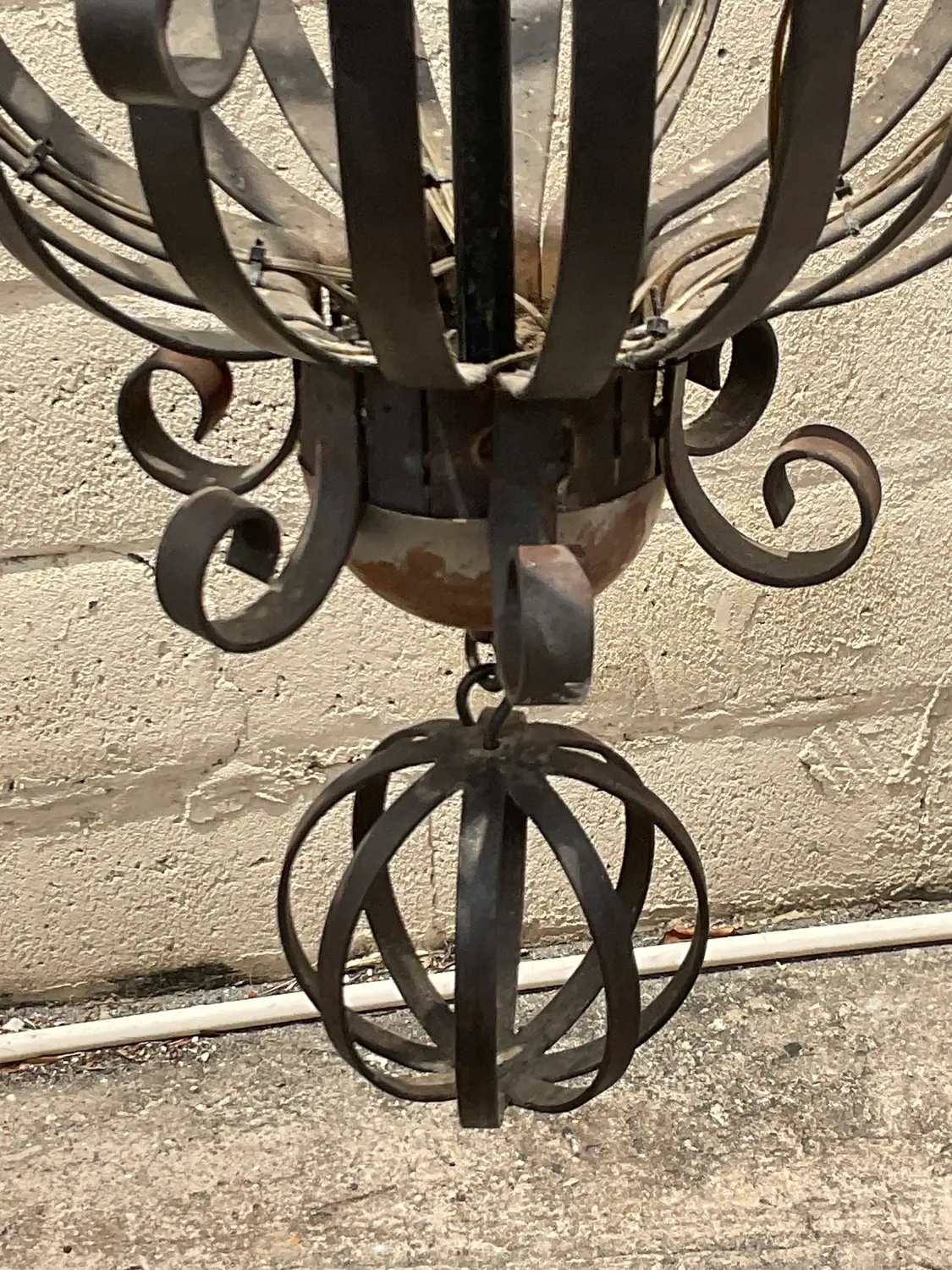 Vintage Boho Wrought Iron Chandelier - Top view