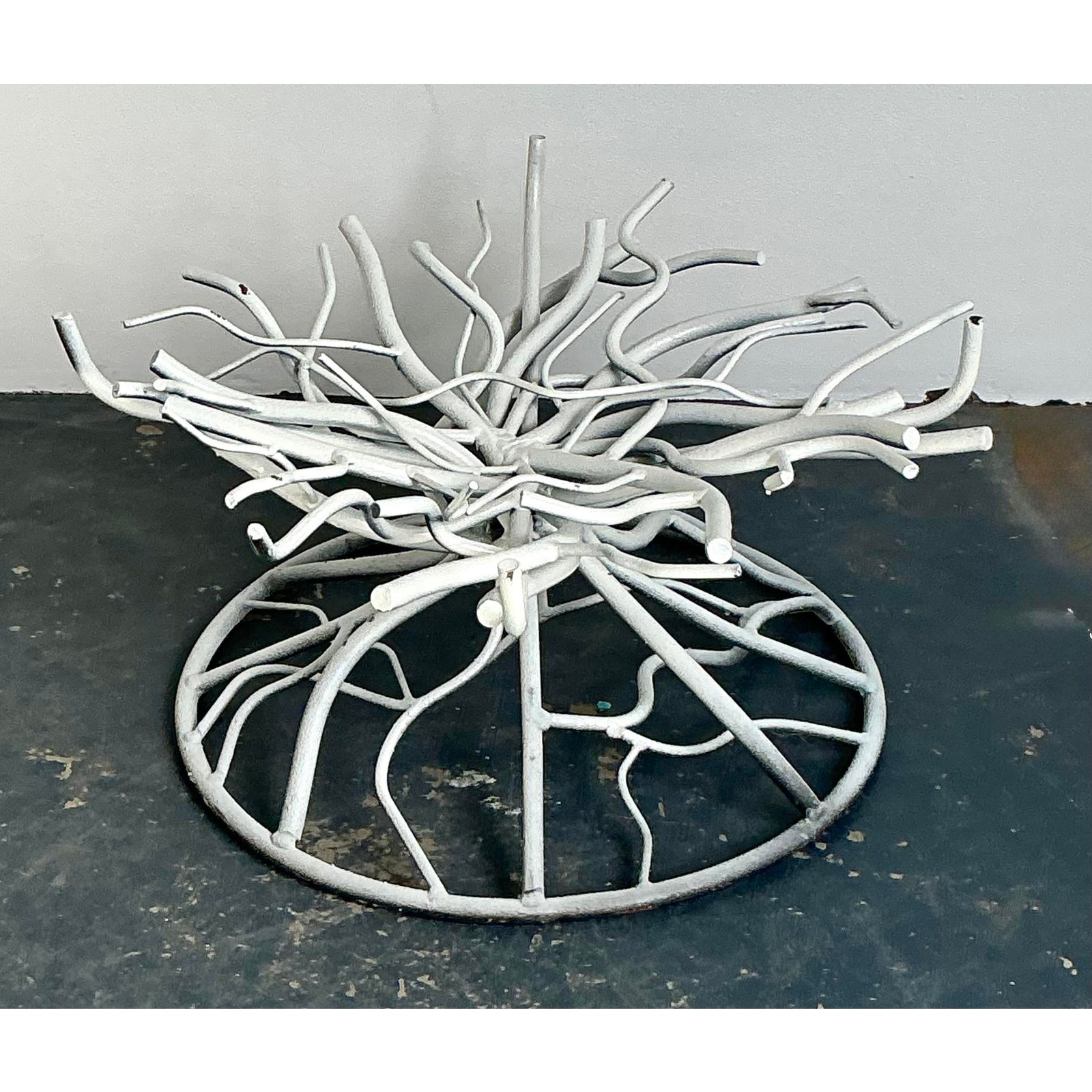 Vintage Boho Wrought Iron Coral Branch Coffee Table Pedestal - Detail view