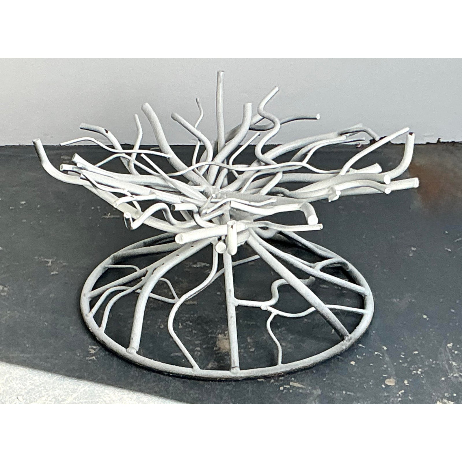 Vintage Boho Wrought Iron Coral Branch Coffee Table Pedestal - Side view