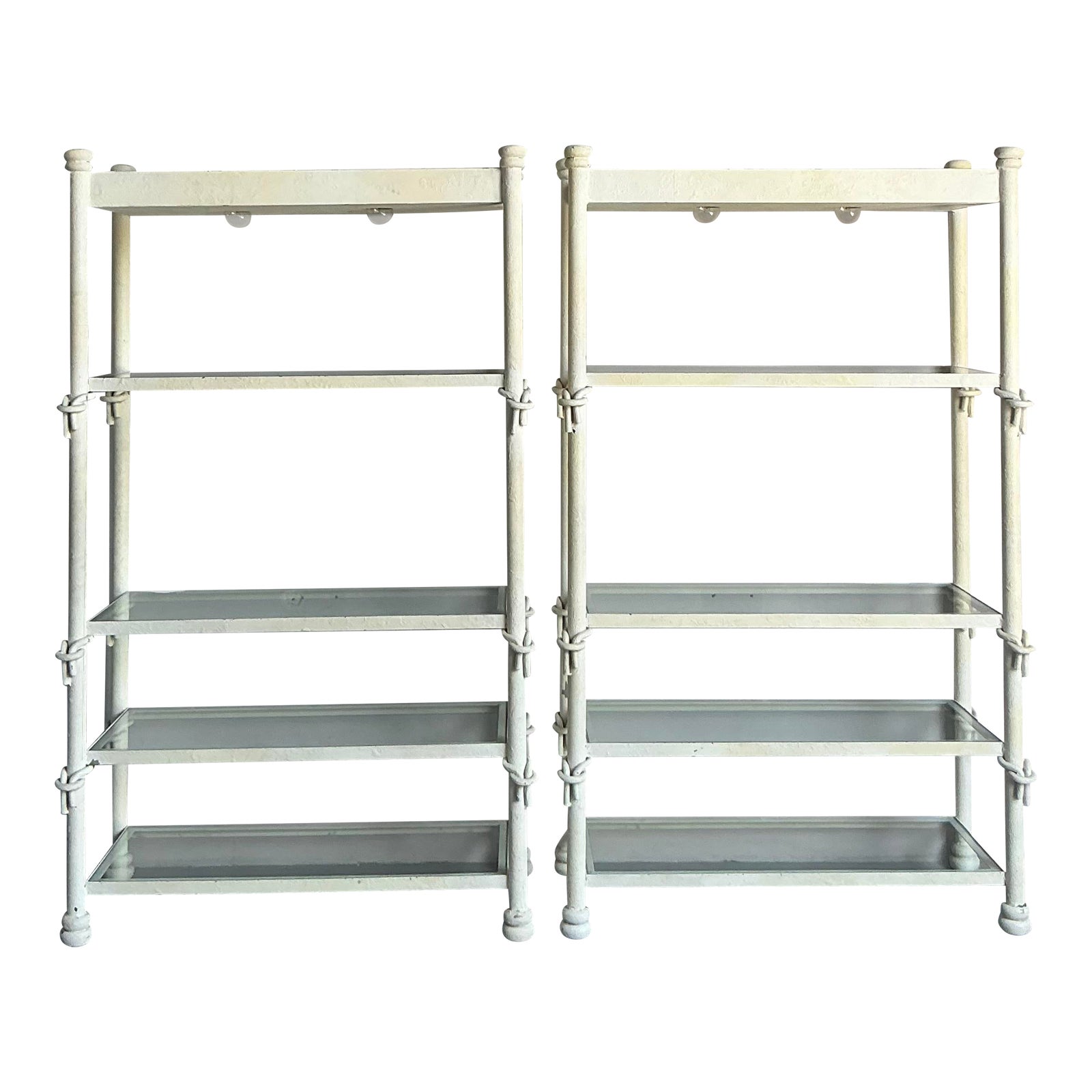 Vintage Boho Wrought Iron Knot Etagere - A Pair - Detail view