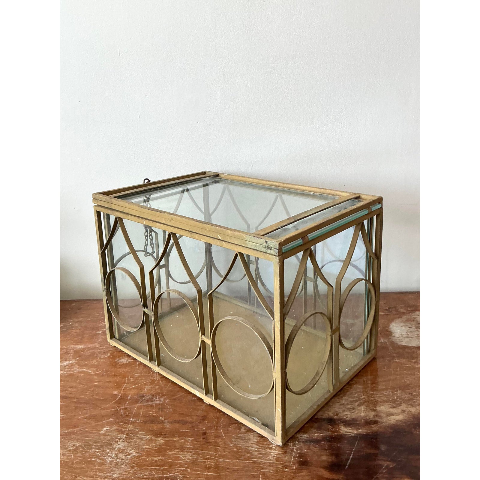 Vintage Boho Wrought Iron Terrarium - Back view