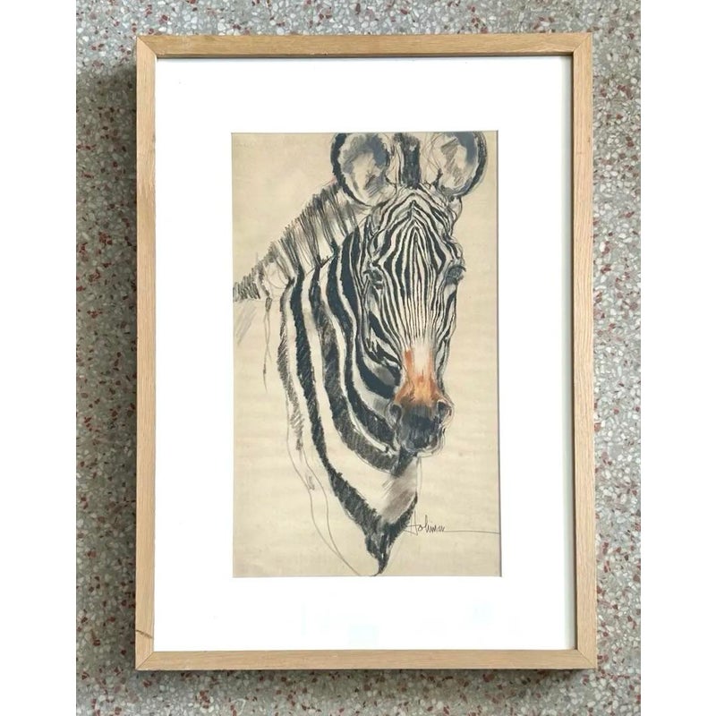 Vintage Boho Zebra Drawing - Detail view