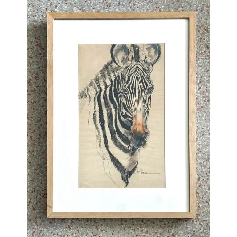 Vintage Boho Zebra Drawing - Back view