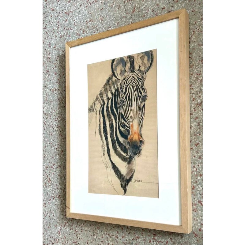 Vintage Boho Zebra Drawing - Side view