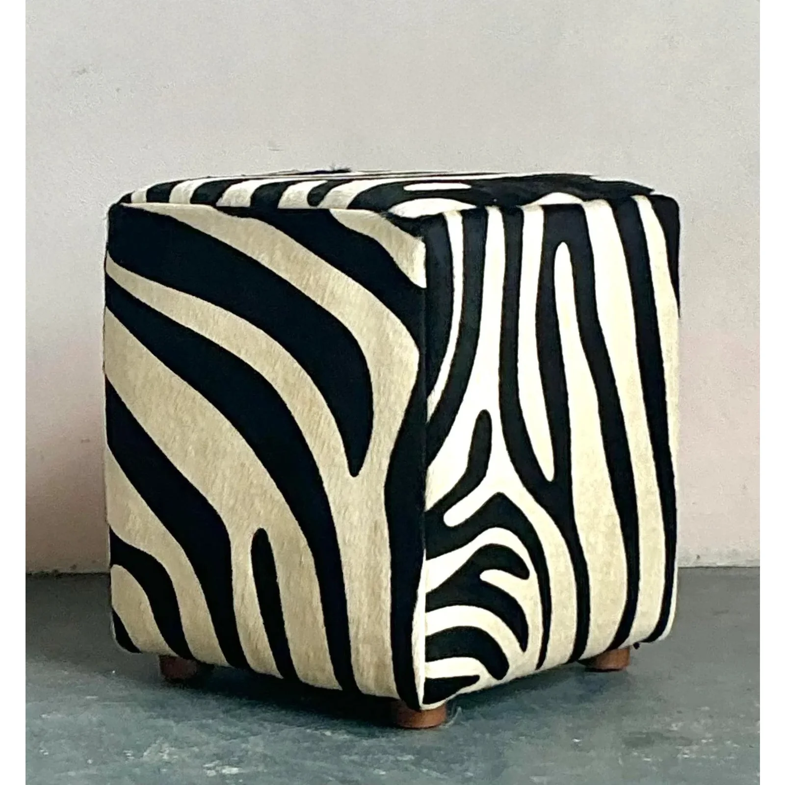 Vintage Boho Zebra Ottoman - Detail view