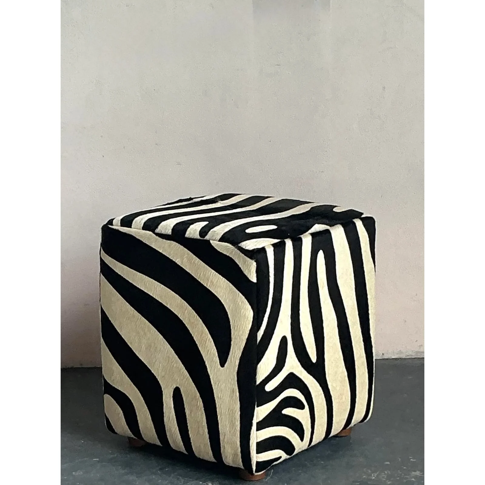 Vintage Boho Zebra Ottoman - Back view
