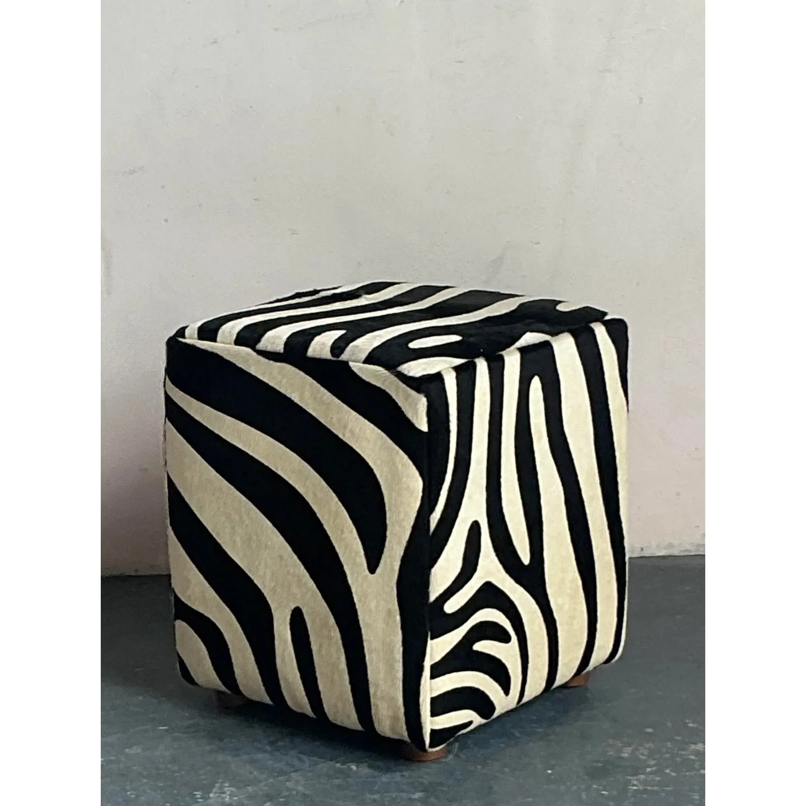 Vintage Boho Zebra Ottoman - Top view