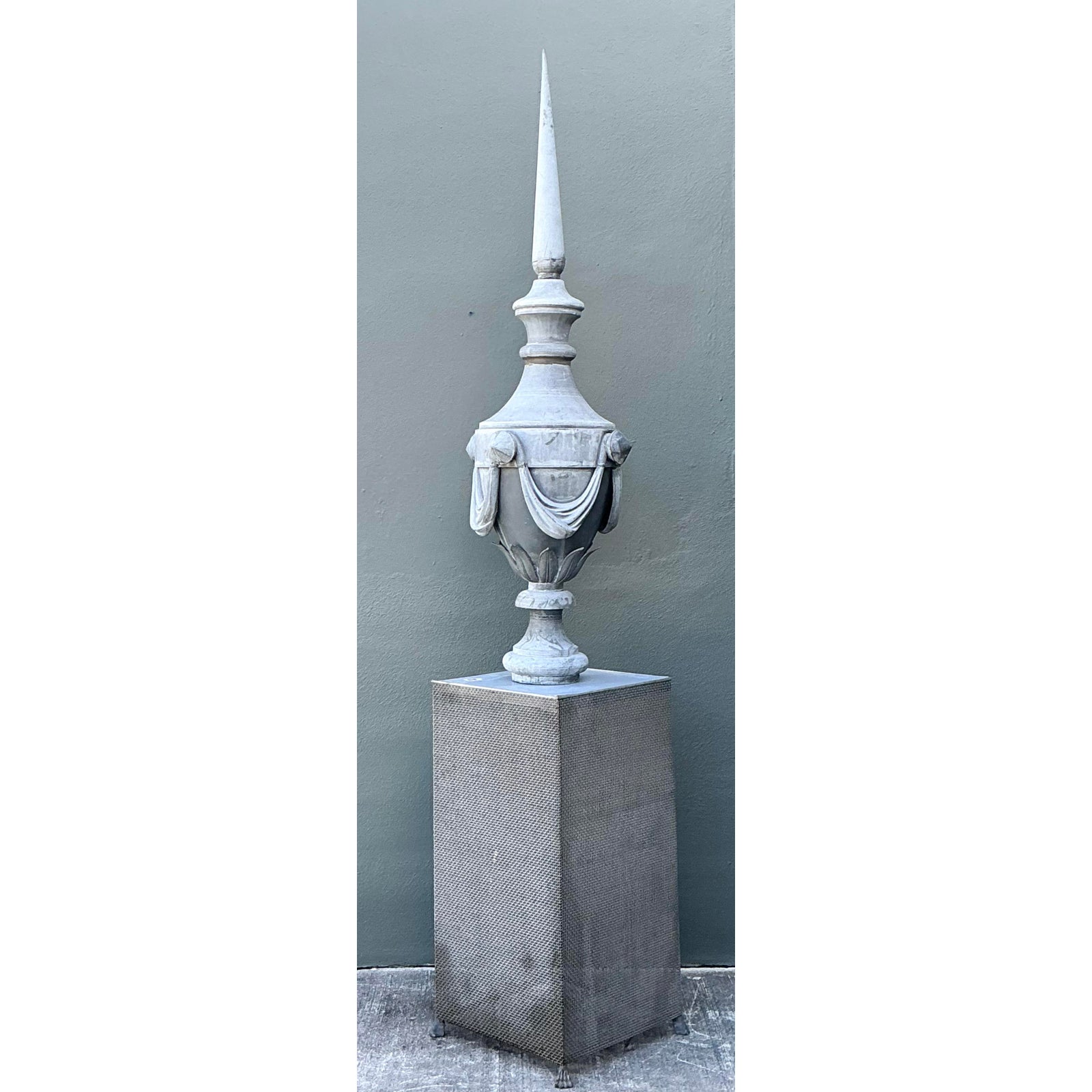 Vintage Boho Zinc Architectural Spire - Back view