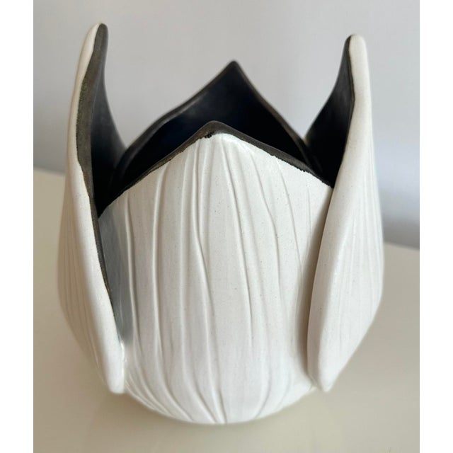 Vintage Botanical Slab Built Textured Ceramic Vase - Detail view