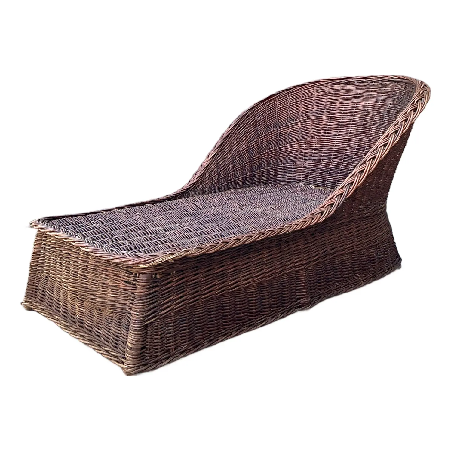 Vintage Braided Rattan Chaise Lounge From the Estate of Roberta Flack