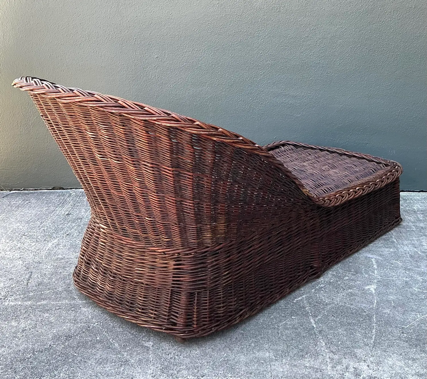 Vintage Braided Rattan Chaise Lounge From the Estate of Roberta Flack - Side view