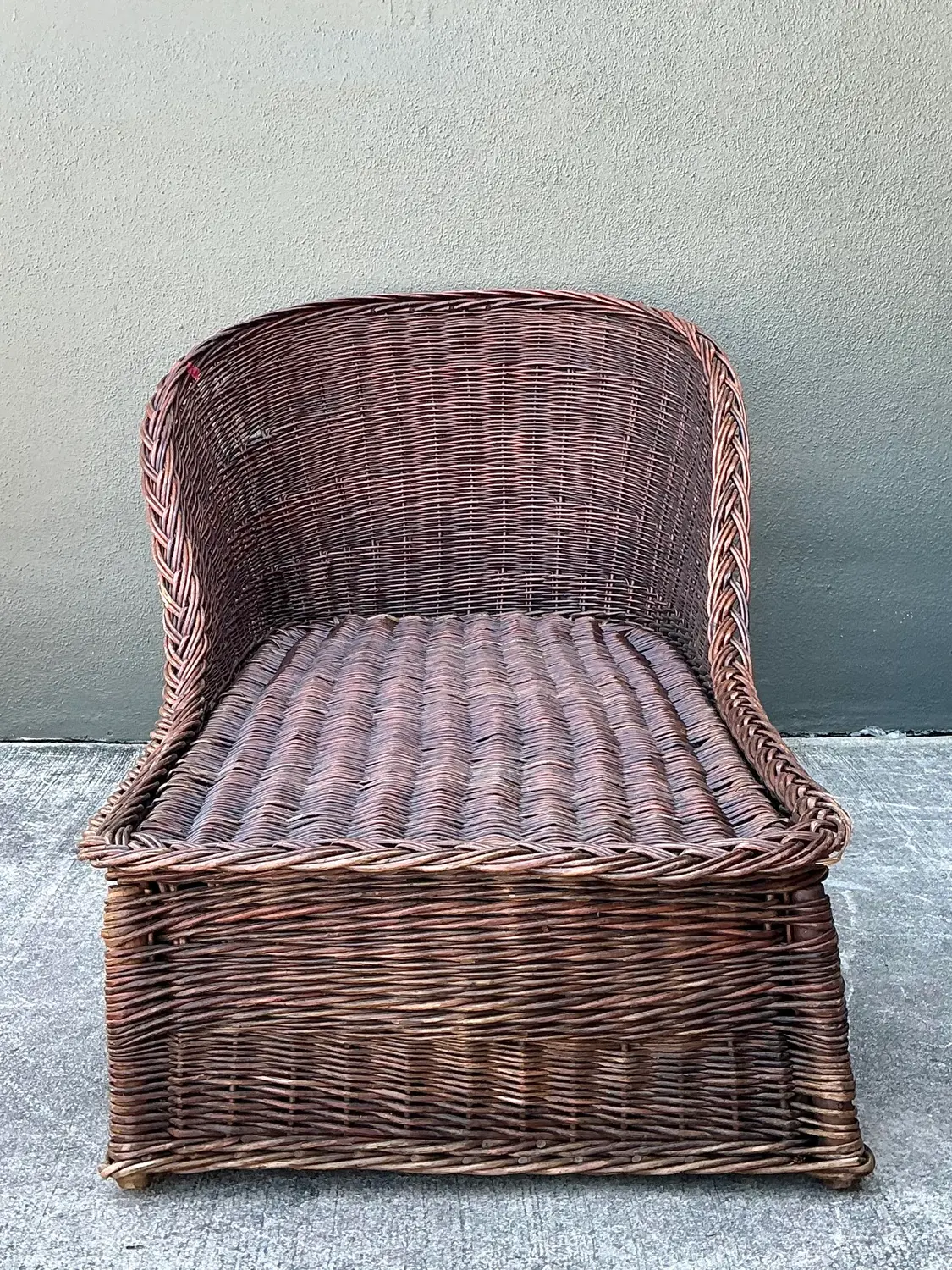 Vintage Braided Rattan Chaise Lounge From the Estate of Roberta Flack - Back view