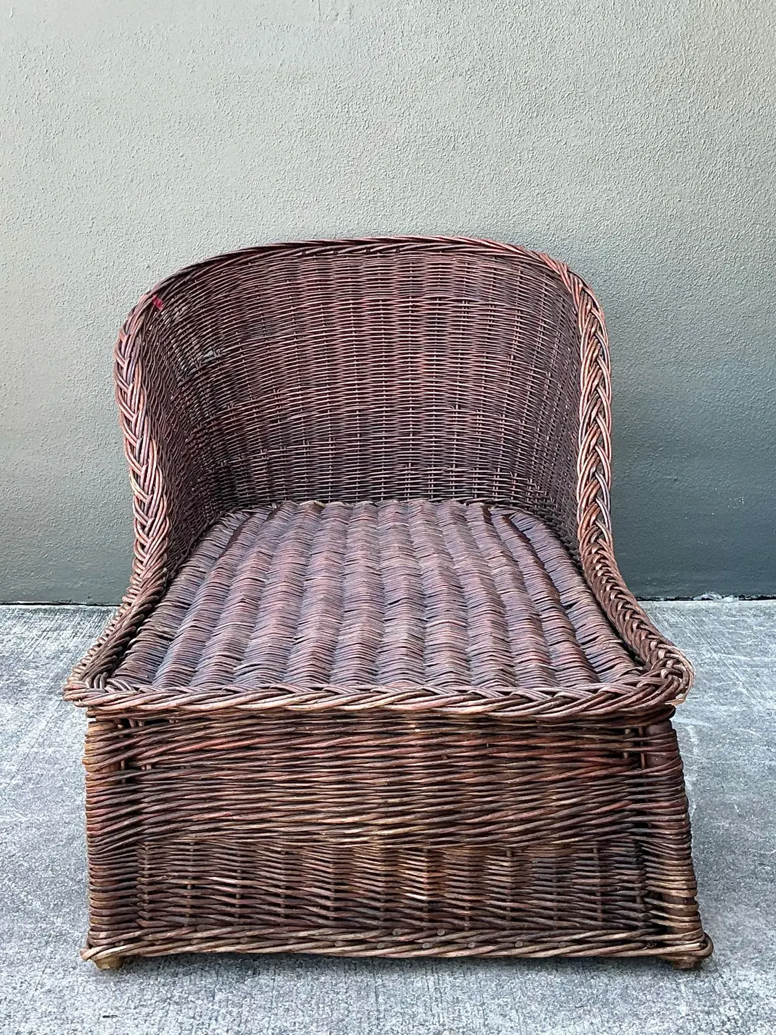 Vintage Braided Rattan Chaise Lounge From the Estate of Roberta Flack - Top view