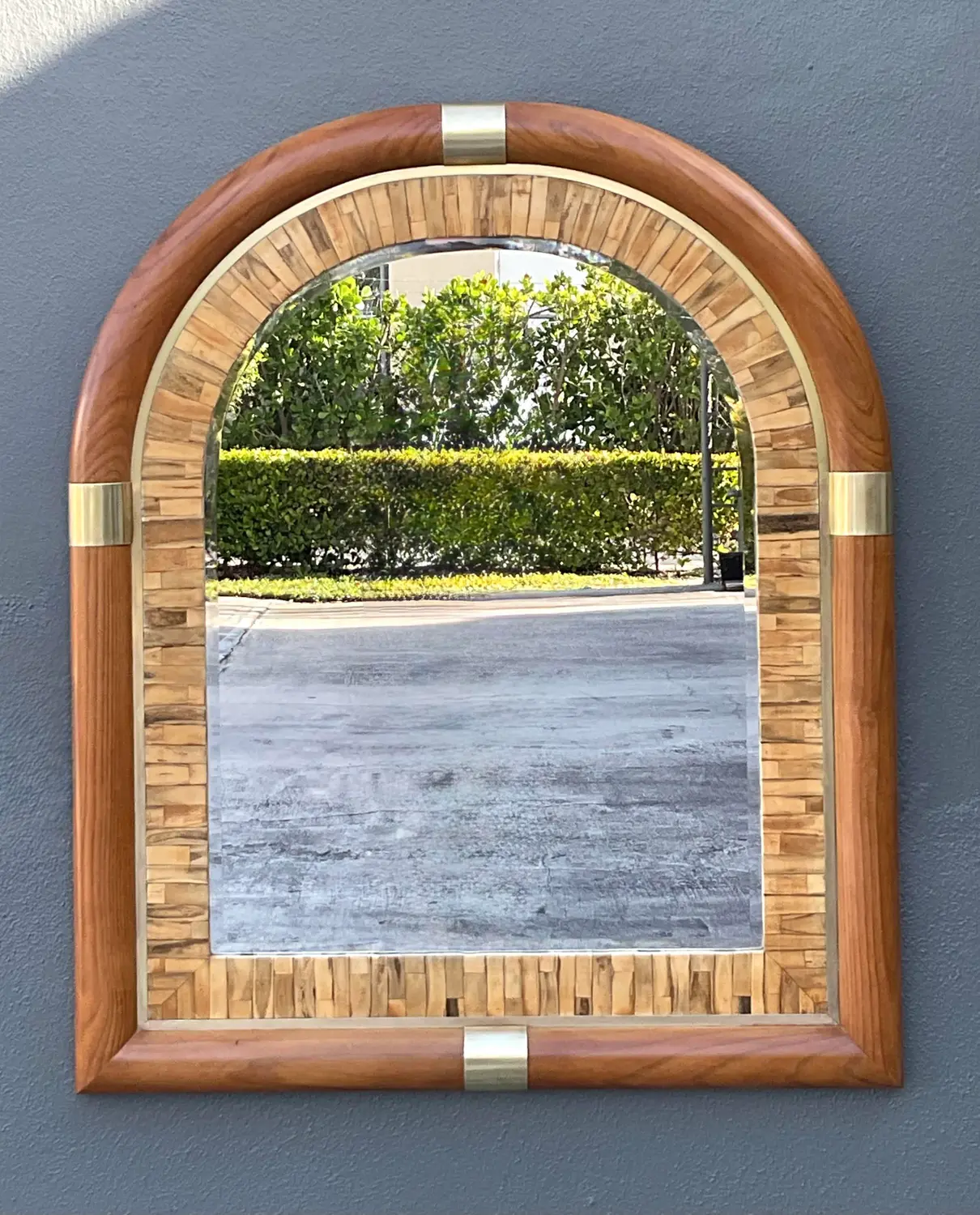 Vintage Brass Arched Mirror - Back view