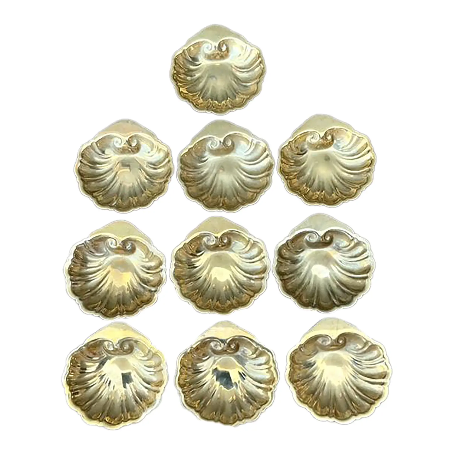 Vintage Brass Clamshell Ashtrays - Set of 10